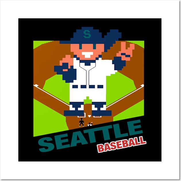 Seattle Baseball 8 bit pixel art cartridge design Wall Art by MulletHappens